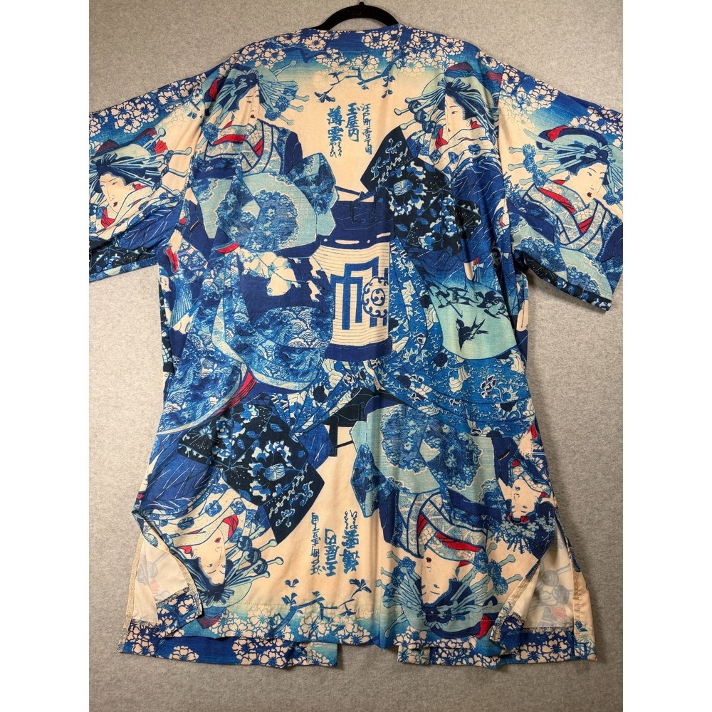 BlackMilk Asian "Woman in Blue" Graphic Print Kimono Robe Size Small SKU 285 - Picture 2 of 7